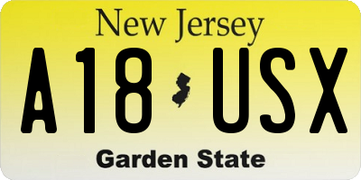 NJ license plate A18USX
