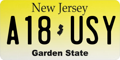NJ license plate A18USY