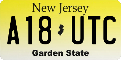 NJ license plate A18UTC