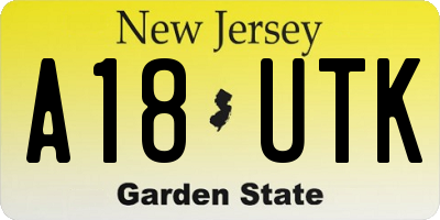 NJ license plate A18UTK