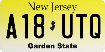NJ license plate A18UTQ