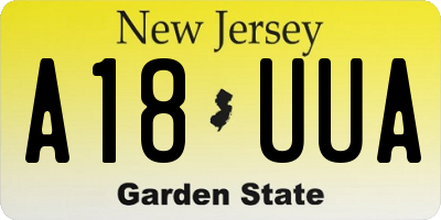 NJ license plate A18UUA