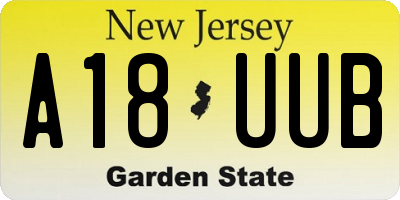 NJ license plate A18UUB