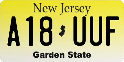 NJ license plate A18UUF