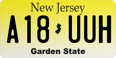 NJ license plate A18UUH