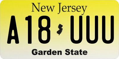 NJ license plate A18UUU