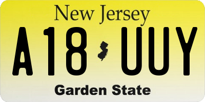 NJ license plate A18UUY