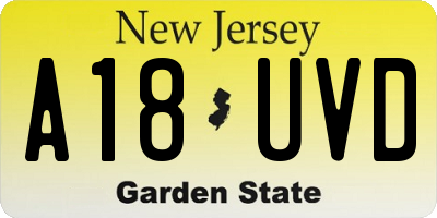NJ license plate A18UVD