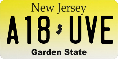 NJ license plate A18UVE