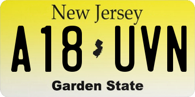 NJ license plate A18UVN