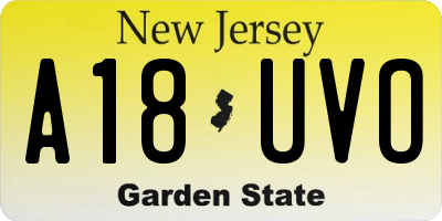NJ license plate A18UVO