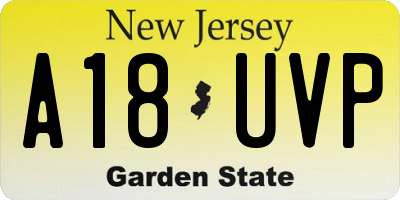 NJ license plate A18UVP