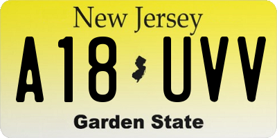 NJ license plate A18UVV