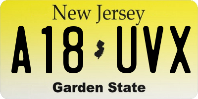 NJ license plate A18UVX