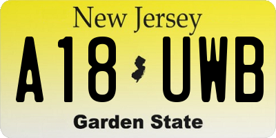 NJ license plate A18UWB