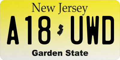 NJ license plate A18UWD
