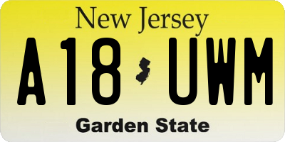 NJ license plate A18UWM