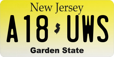 NJ license plate A18UWS