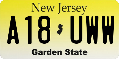NJ license plate A18UWW