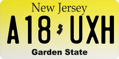 NJ license plate A18UXH
