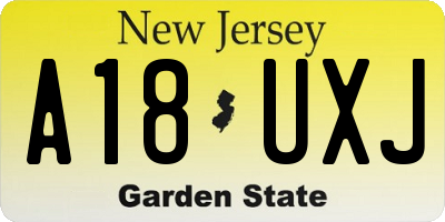 NJ license plate A18UXJ
