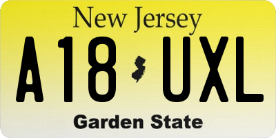 NJ license plate A18UXL