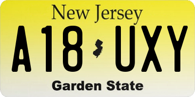 NJ license plate A18UXY