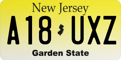 NJ license plate A18UXZ