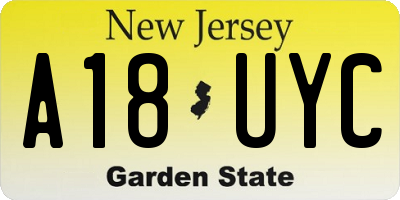 NJ license plate A18UYC