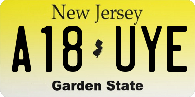 NJ license plate A18UYE