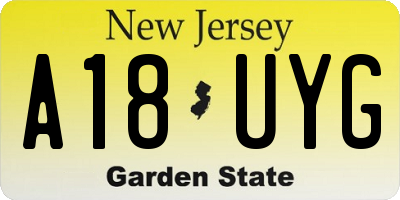 NJ license plate A18UYG