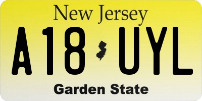 NJ license plate A18UYL