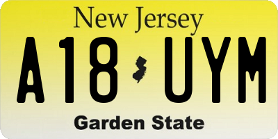 NJ license plate A18UYM