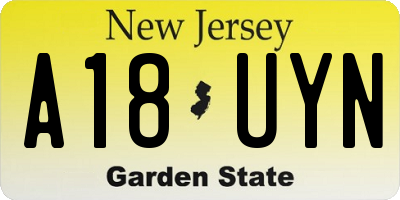 NJ license plate A18UYN