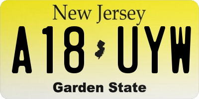 NJ license plate A18UYW