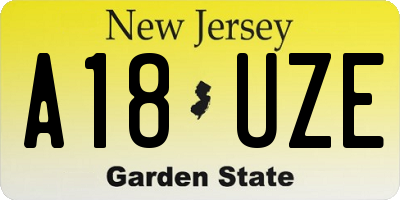 NJ license plate A18UZE