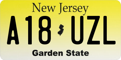 NJ license plate A18UZL