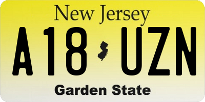 NJ license plate A18UZN