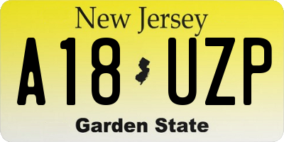 NJ license plate A18UZP