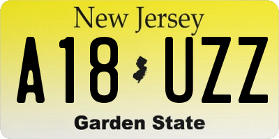 NJ license plate A18UZZ