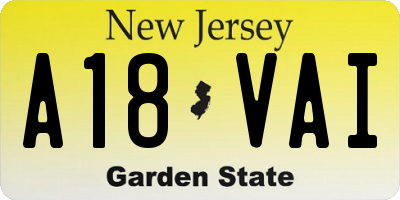 NJ license plate A18VAI