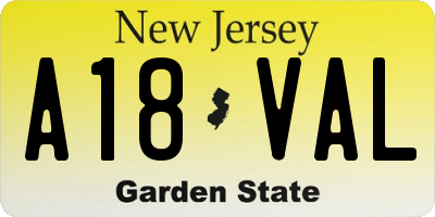 NJ license plate A18VAL