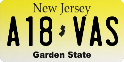 NJ license plate A18VAS