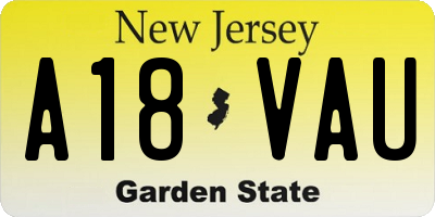 NJ license plate A18VAU