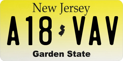 NJ license plate A18VAV