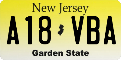 NJ license plate A18VBA