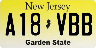 NJ license plate A18VBB