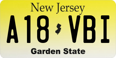 NJ license plate A18VBI