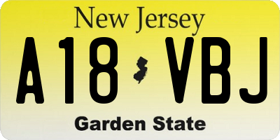 NJ license plate A18VBJ