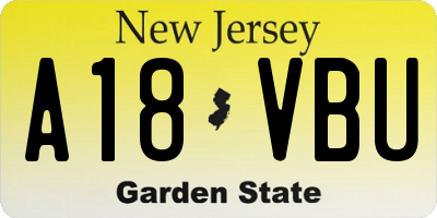 NJ license plate A18VBU